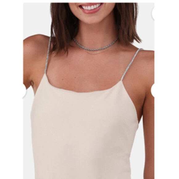 NWT~ No Boundaries Cream Colored Bodysuit with Rhinestone Straps (Size: Large) - Picture 2 of 16